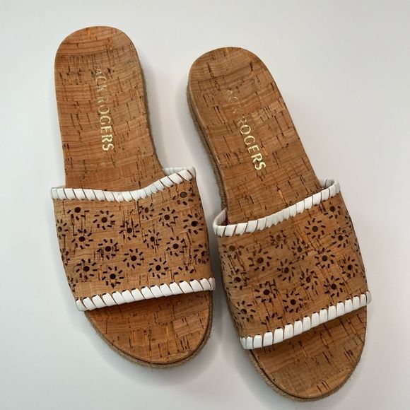 Jack Rogers Shoes - Women’s Jack Rogers White RO Floral Cork Sandal Size 6.5
